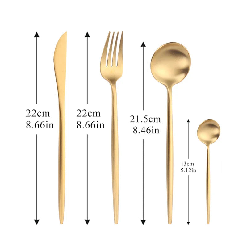 Gold Cutlery Set Forks Spoons Knives Tableware Steel Cutlery Set Stainless Steel Dinnerware Set Spoon Knife Fork Custom Logo