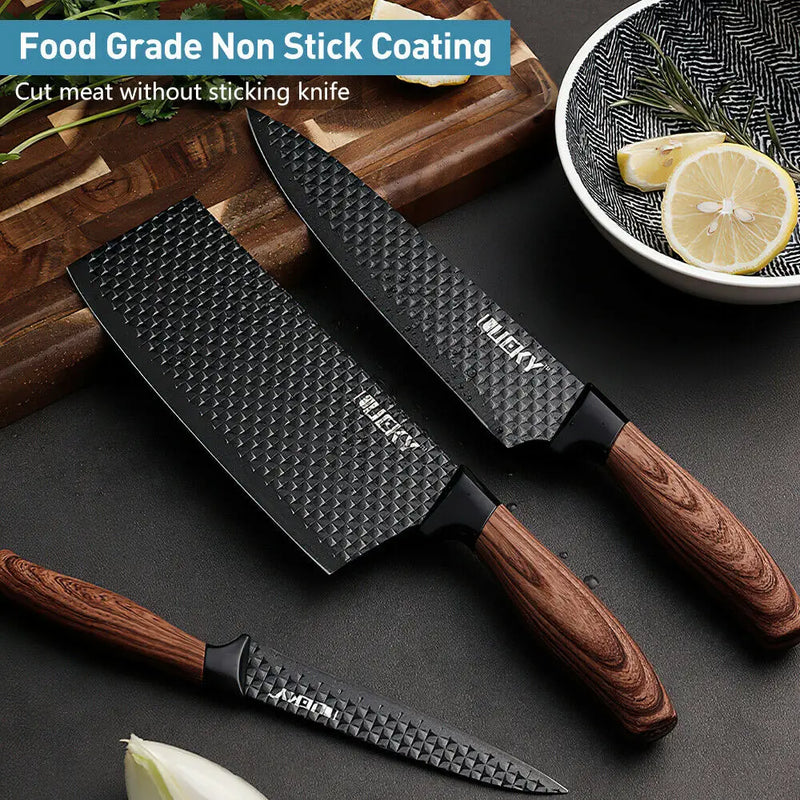 Kitchen Knives Stainless Steel 6 PCS Sets Cleaver Slicing Utility Chef Knife Scissors Peeler Fruit Slicer Fish Meat Cleaver